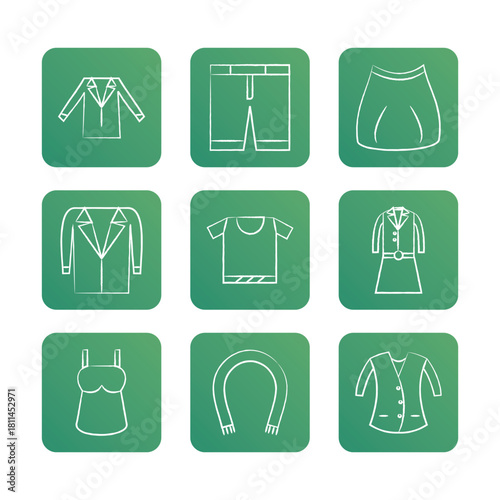 Fashion icon set collection. Vector icon illustration