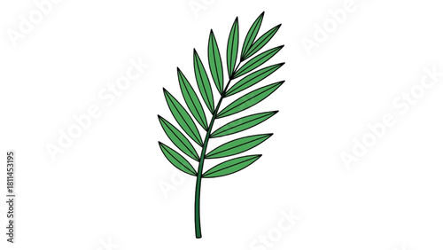Vibrant Green Stylized Botanical Frond Illustration Element Capturing Nature's Essence for Design