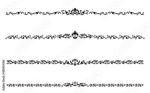 格式高いイメージの装飾ラインセット。アールヌーボースタイル。手描き。