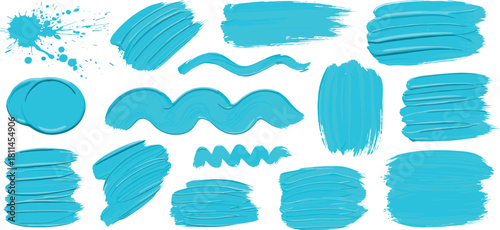 Set of Blue Brush Strokes for Abstract Design and Artistic Backgrounds