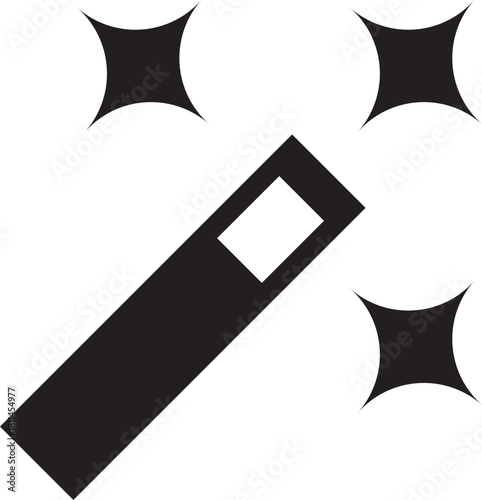 Magic wand and sparkle icon: A sleek magic wand icon, radiating whimsical charm, emanates bursts of sparkling stardust, capturing the essence of enchantment and wonder.