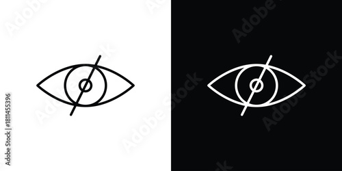 Eye crossed icons symbols. Collection of simple black icons