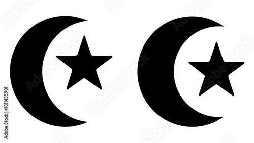 Elegant crescent moons and stars create a timeless Islamic symbol, perfect for cultural designs or religious projects, originally a scalable vector graphic