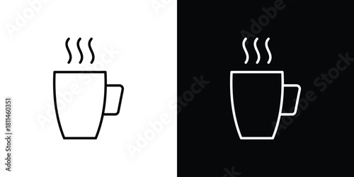 Hot coffee Mug icons symbols. Collection of simple black icons