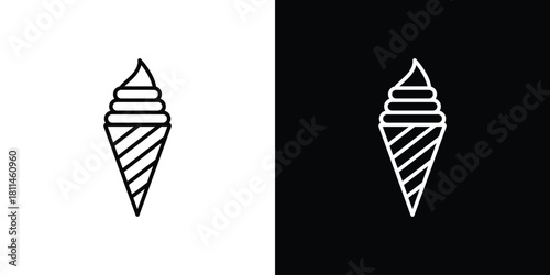 Ice cream icons symbols. Collection of simple black icons