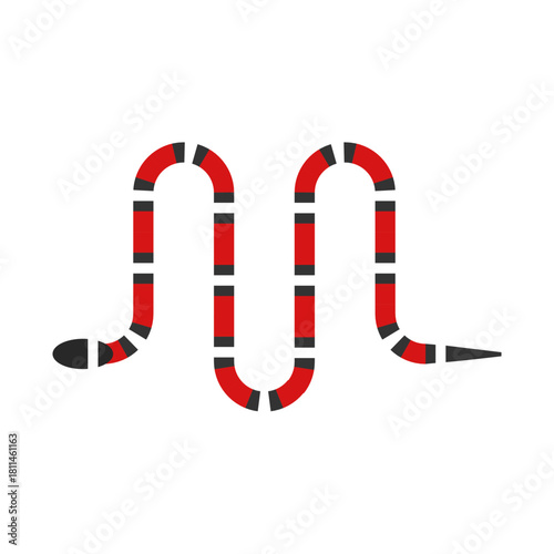 Coral or milk snake forming the letter M logo minimal design, abstract animal icon vector design template.