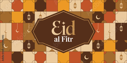 A beautifully crafted pattern celebrating Eid al Fitr combines festive symbols and warm colors, reflecting the joyful spirit and cultural significance of this important celebration.