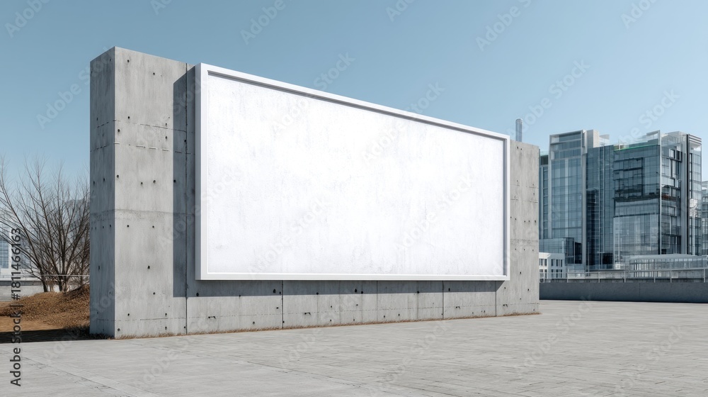 Obraz premium Blank billboard on a concrete structure in a city