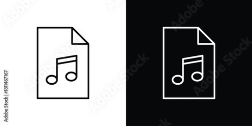 Music File icons symbols. Collection of simple black icons