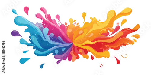 Dynamic colorful liquid paint splash vector illustration
