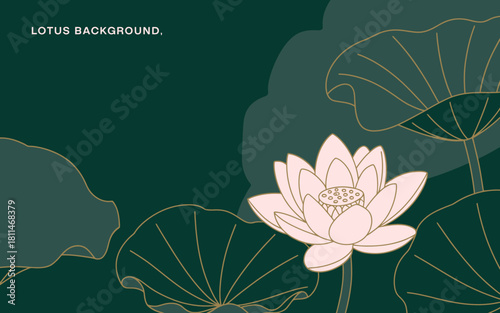 A serene background featuring a beautifully illustrated lotus flower, symbolizing purity and tranquility, perfect for wellness and relaxation-focused projects.