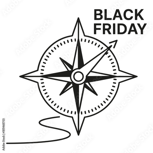 Black Friday Compass Direction Line Art