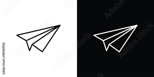 Paper plane icons symbols. Collection of simple black icons