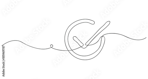 Continuous line drawing of check mark symbol representing approval and validation concept with elegance and simplicity