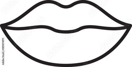 Outline illustration of human lips simple graphic icon for beauty concepts