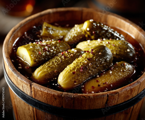 Barrel of pickles in a market
