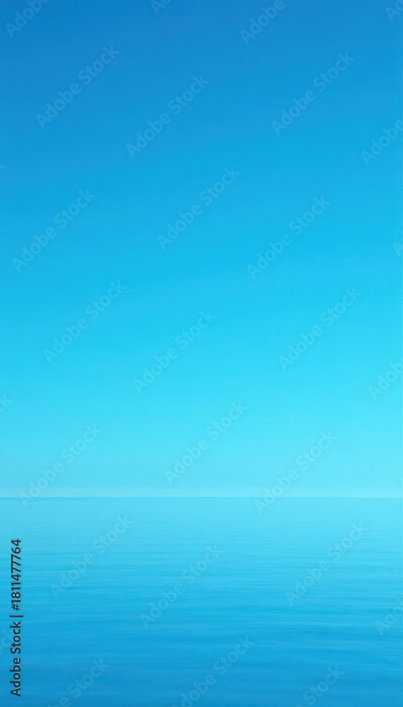 Fototapeta premium Deep azure to light blue sky, flawless gradient, illustration, cloudless
