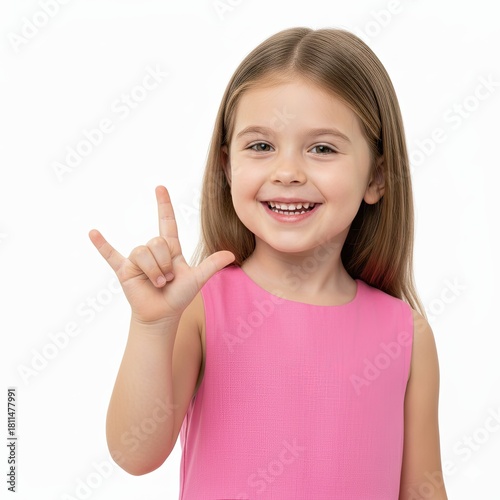 Joyful Little Girl Signing 