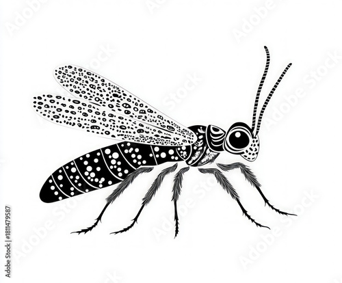insect silhouette , black a...