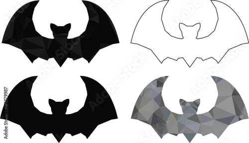 vector set of bat icons