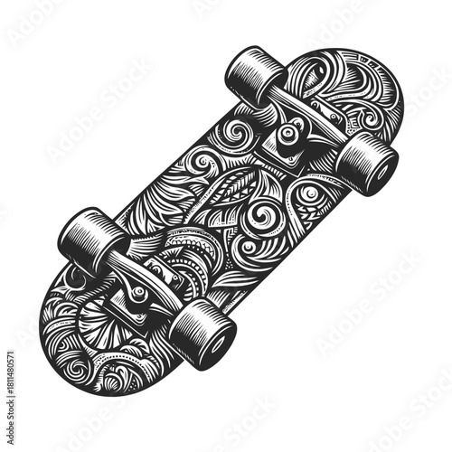 Stylized Skateboard Illustration⁠
