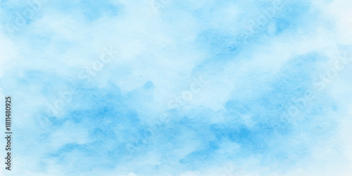 Bright blue sky with white fluffy clouds, a clear summer day nature cloudscape