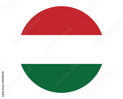 Hungary flag round icon vector illustration – national symbol of Hungary with red, white, and green horizontal stripes in circular design