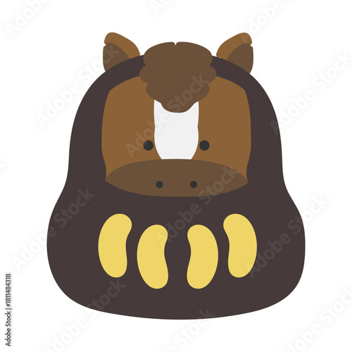 午年　干支達磨（だるま）　イラスト（黒）