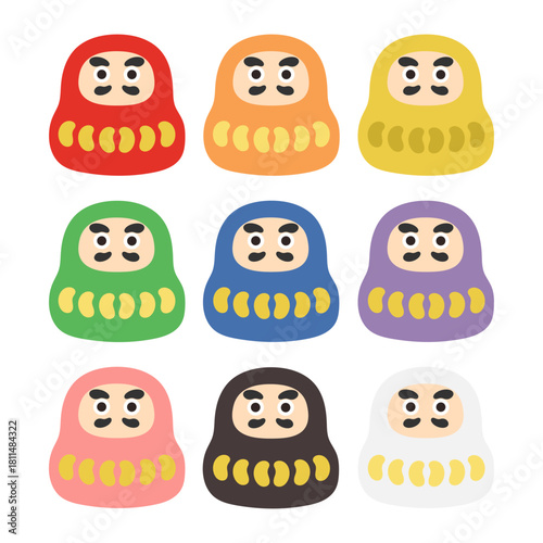 達磨（だるま）イラスト　セット