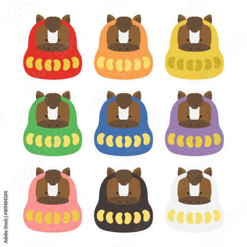 午年　干支達磨（だるま）　イラストセット