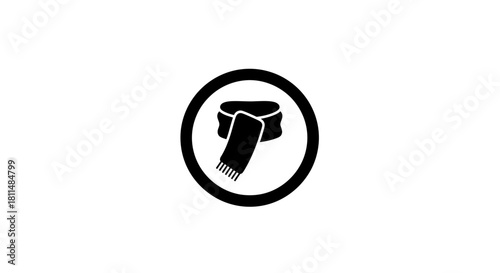 Winter Scarf Icon A Minimalist Symbol of Cold Weather Fashion and Comfort, Wrapped in Simple Elegance