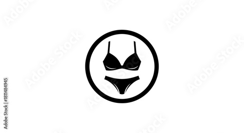 Lingerie Set Icon Modern Minimalist Bra and Panties Vector Illustration