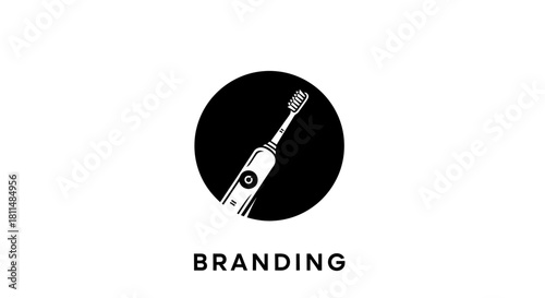 Electric Toothbrush Branding Concept Minimalist Design with Circular Emblem and Typography
