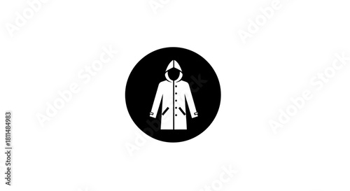 Icon of a Hooded Jacket in a Circle Warm Clothing for Cold Weather Outings and Activities