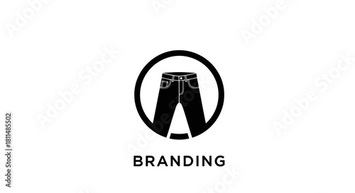 Logo Featuring Denim Jeans Icon Encased in a Circular Frame, Ideal for a Clothing Brand Identity
