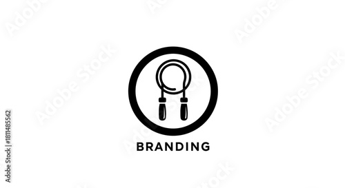 Branding Jump Rope Logo Fitness and Exercise Symbol in a Circle for Gyms and Sports Brands