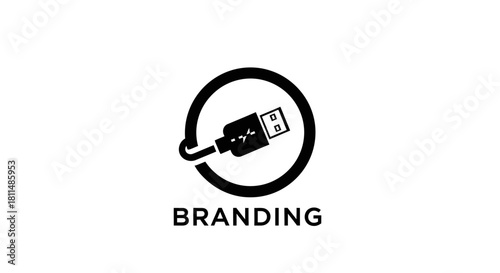 Branding Solutions USB Connector Symbol for Digital Connectivity and Modern Logo Design