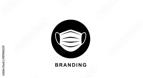 Face Mask Branding Icon Virus Protection, Safety Measures, and Healthcare Industry