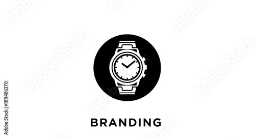 Iconic Watch Branding Minimalist Wristwatch Illustration for Timeless Marketing & Promotion
