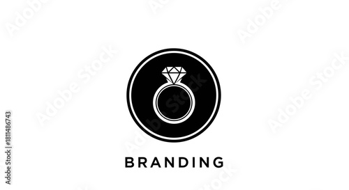 Elegant Wedding Branding Design with Diamond Ring Icon