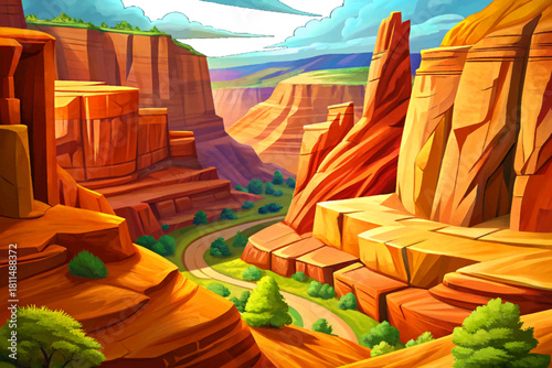 Canyon de Chelly Overlook Arizona Sacred red canyon walls with ancient cliff dwellings tucked deep in winding sandstone folds