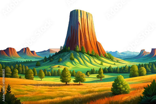 Devils Tower Backside Meadows Wyoming Hidden grassy meadows behind the iconic rock tower with perfect views of its striped vertical columns