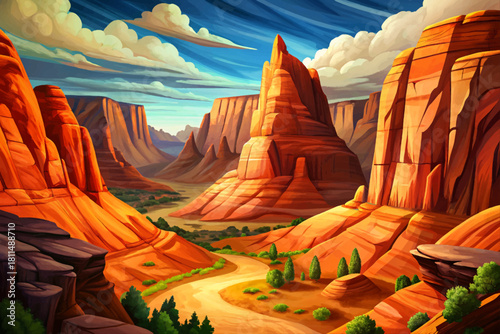 Canyon de Chelly Overlook Arizona Sacred red canyon walls with ancient cliff dwellings tucked deep in winding sandstone folds