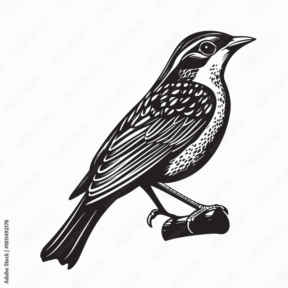 Obraz premium Chickadee Bird Standing Pose Illustration Vector isolated on white background