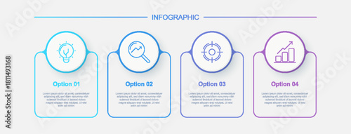 Business infographic template 4 steps, options, or processes. Suitable for workflow diagrams, annual reports, web layouts, and presentation design
