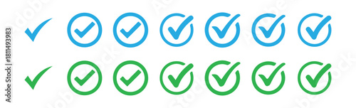 Free Download Collection of blue and green check mark icons. Vector illustration set isolated on white background - GFXLoad