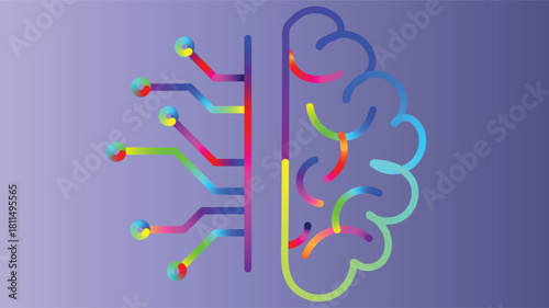 Vibrant AI brain graphic for innovative tech companies needing modern visual representations of machine learning and cutting edge technology concepts
