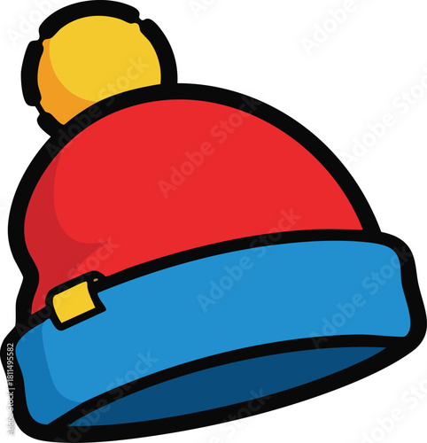 Red Blue And Yellow Winter Beanie Hat For Cold Weather Protection