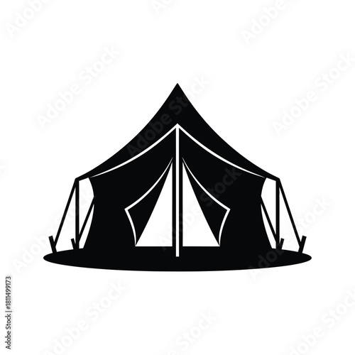 Camping tent silhouette vector icon for outdoor adventure, glamping, wilderness exploration, travel, and nature graphic Vector, illustration