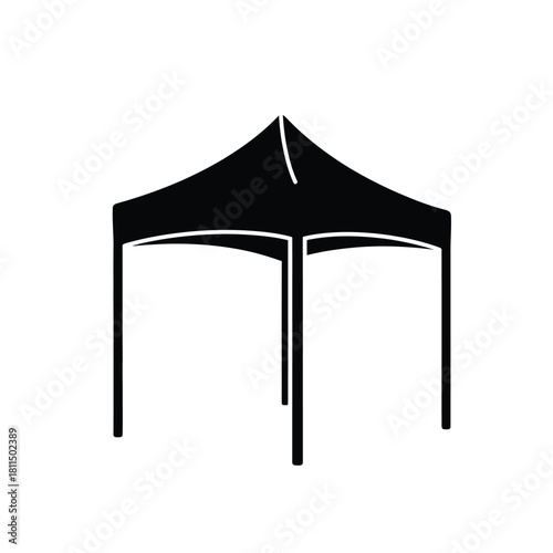 Pop up canopy tent silhouette vector icon. event shelter, outdoor market stall symbol, easy setup gazebo. Vector, illustration